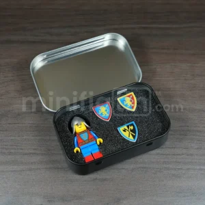 MinifigTin™ One Knight with three shields Minifig Case with Foam Insert