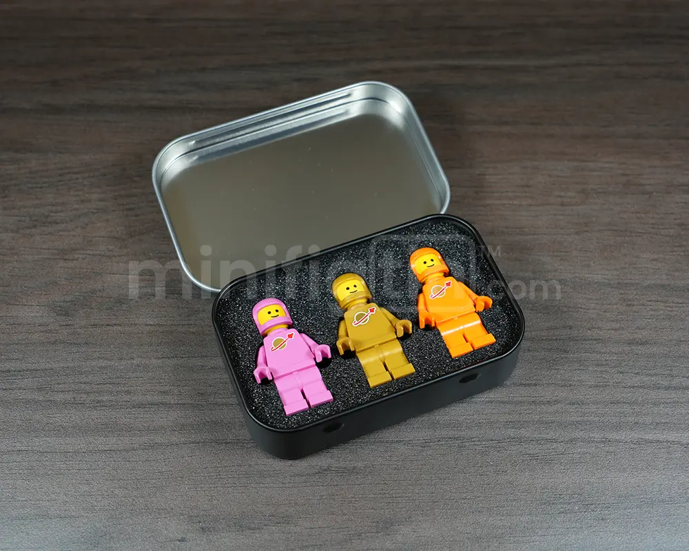 MinifigTin™ Three Classic Space Minifig Case with Foam Insert